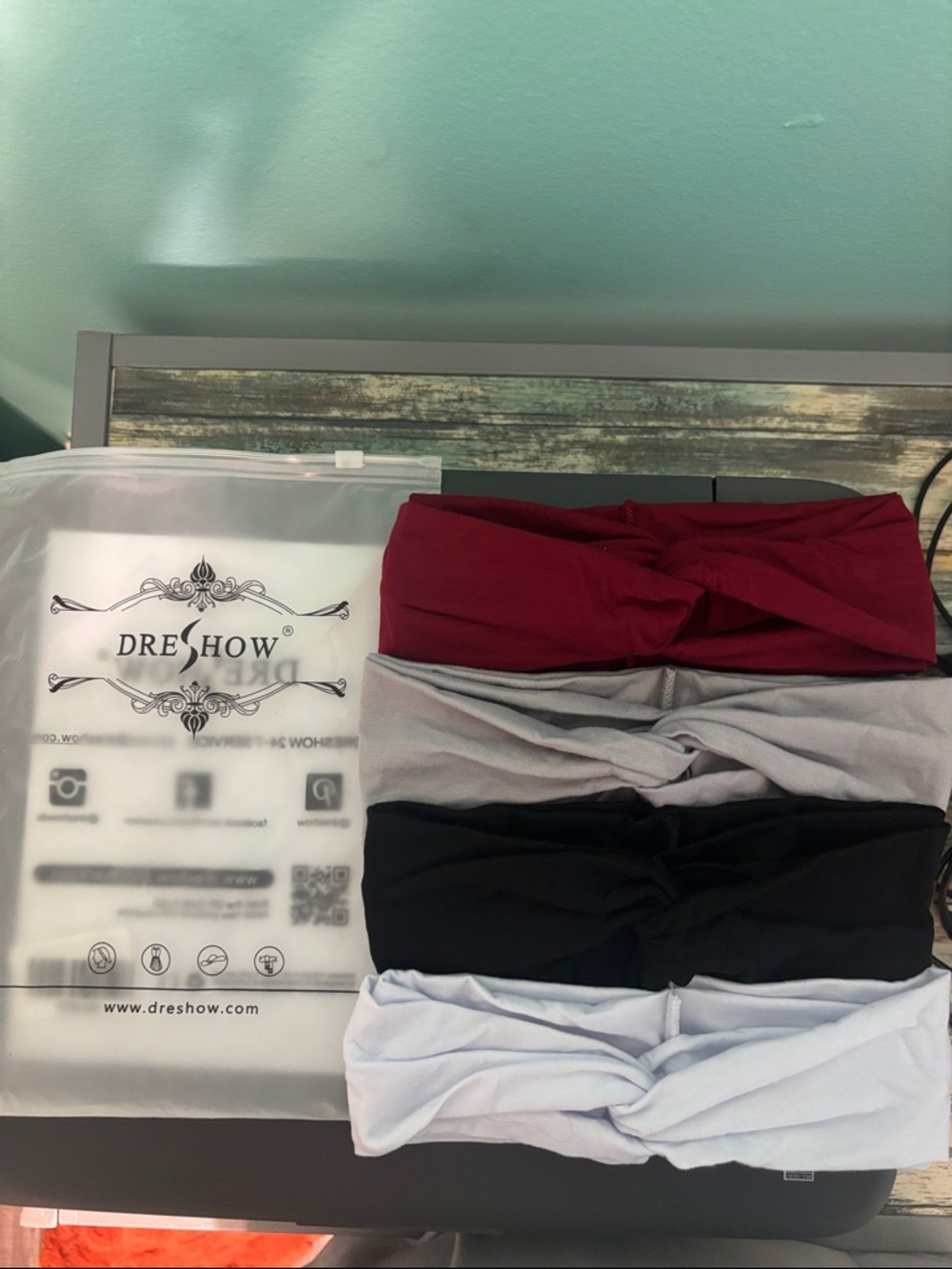 Twisted Headbands - Burgundy, Gray, Black, White (4-Pack)